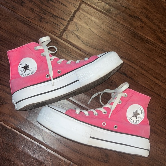 Converse Allstar Chuck Taylor hightop platform sneakers pink & white shoes 6.5 - Picture 2 of 15